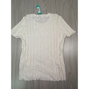 Evolution by Design Cream Ribbed Short Sleeve Tee - Quiet Luxury Basic
